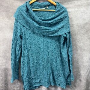 Soft Surroundings Cowl Neck Tunic Shirt Blue Size Large